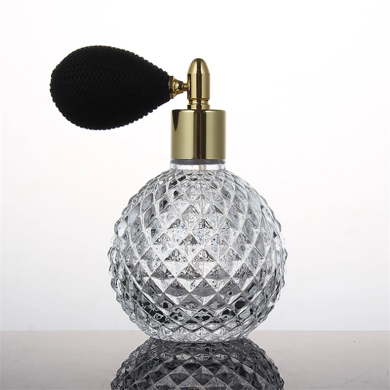 

100ml Crystal Art Vintage Style Empty Refillable Perfume Atomizer Tassel Spray Bitter Bottle With Air Bag