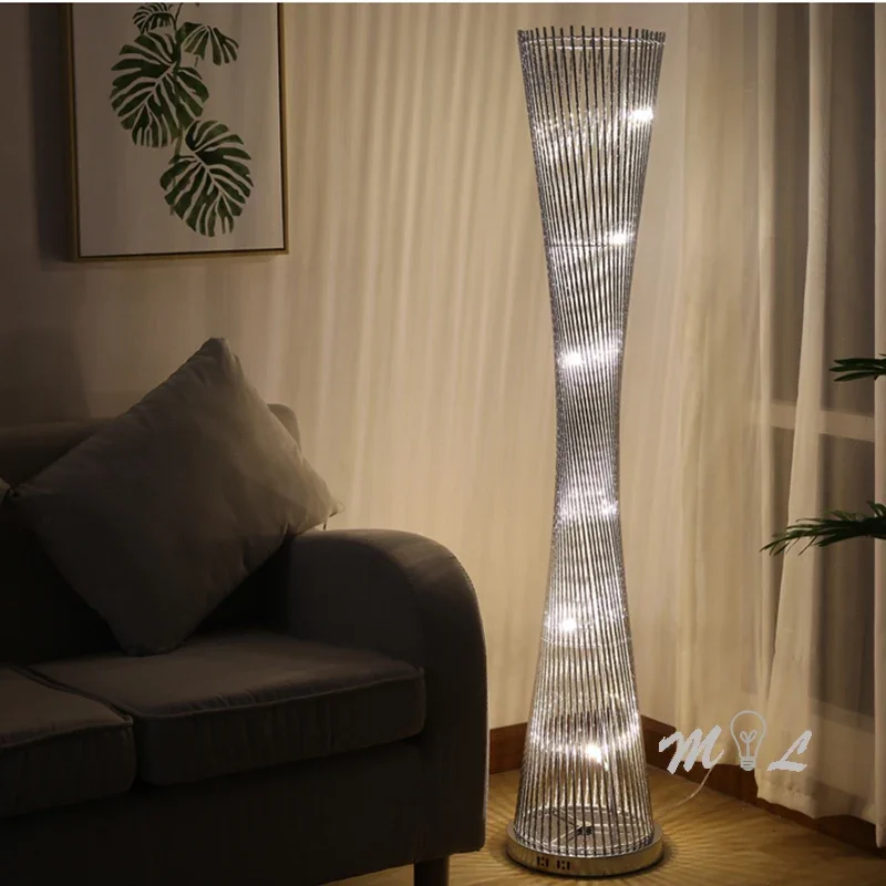 Modern Led Standing Lamp Aluminum Tower Floor Lamp for Living Room Light Stand Foyer Home Decorative Floor Lights AC90-26V Lamps