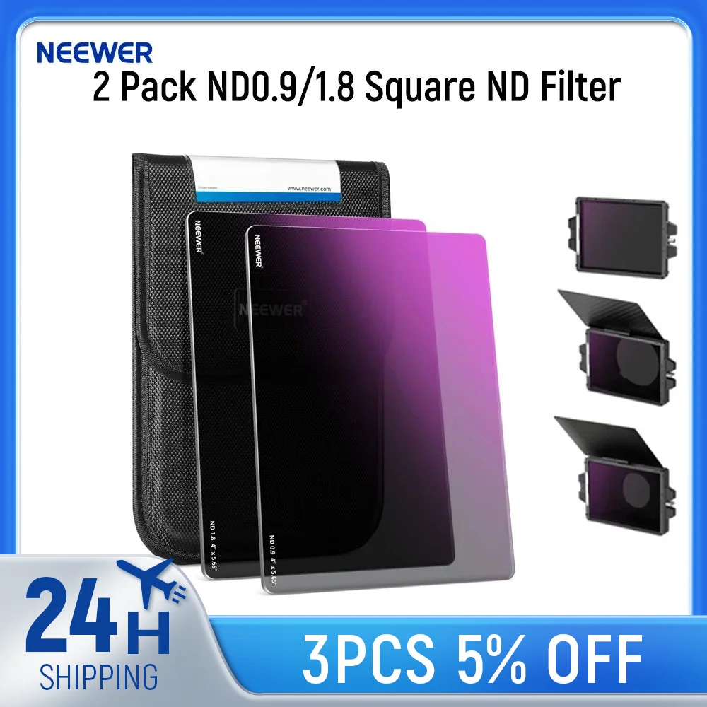 NEEWER 2 Pack ND0.9/1.8 Square ND Filter, 4