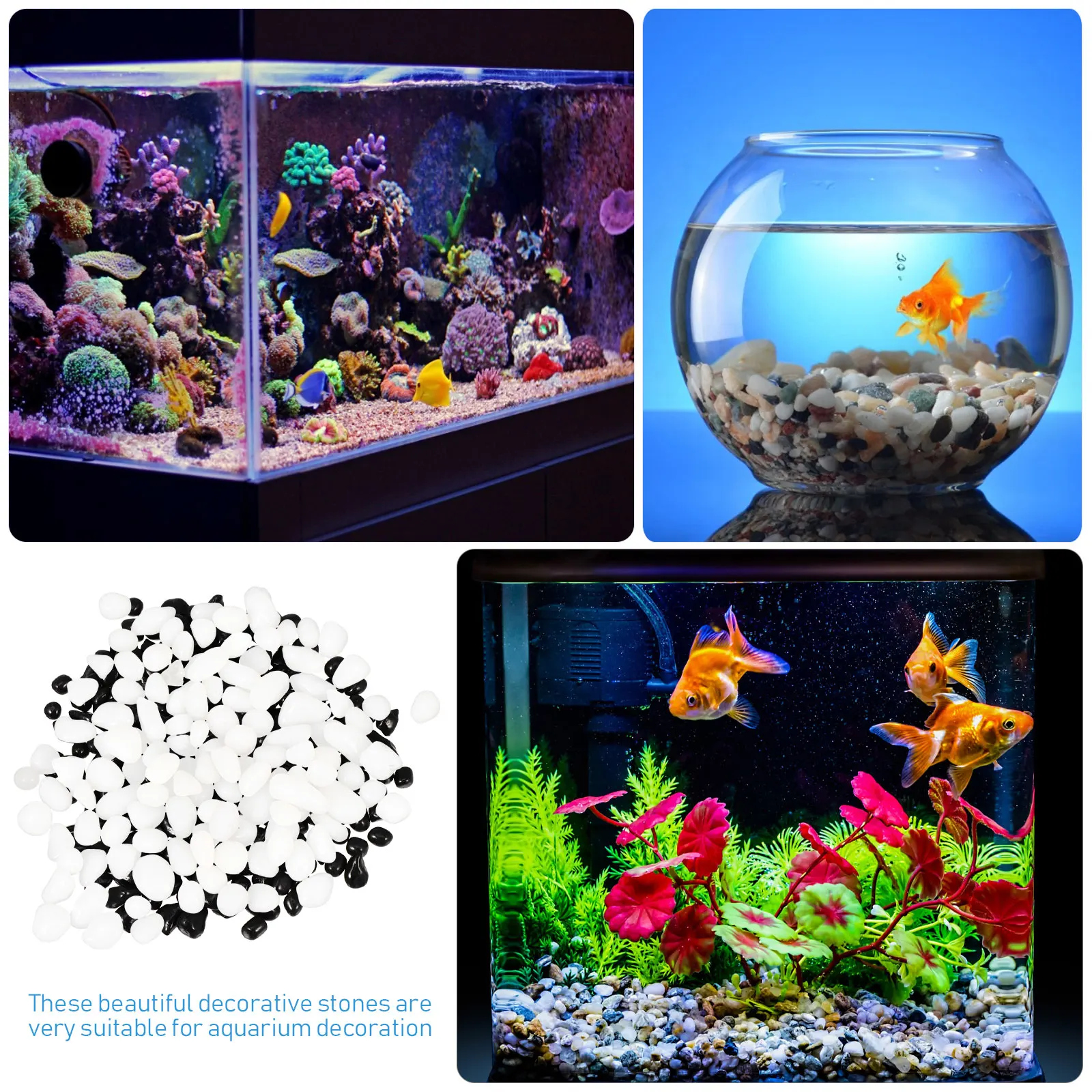 

Aquarium Colored Stone Decor Fish Tank Bottom L scape Gravel Premium Crystal Durable Pet Fish Gift nament
