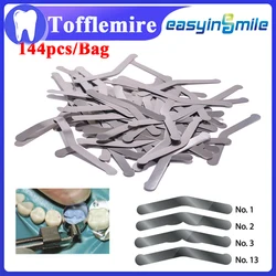 144pc/Bag Dental tofflemire matrix bands 0.04mm universal stainless steel bands.0015 inch regular Broad Narrow #1/#2/#3/#4