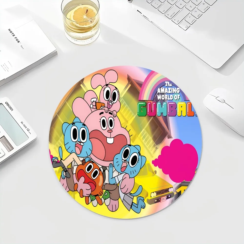 Amazing W-world Of Gumball Floor Mat INS Tide Round Keyboard Mat Table Mat Students Cabinet Gamer Desktop Mousepad Cup Mats