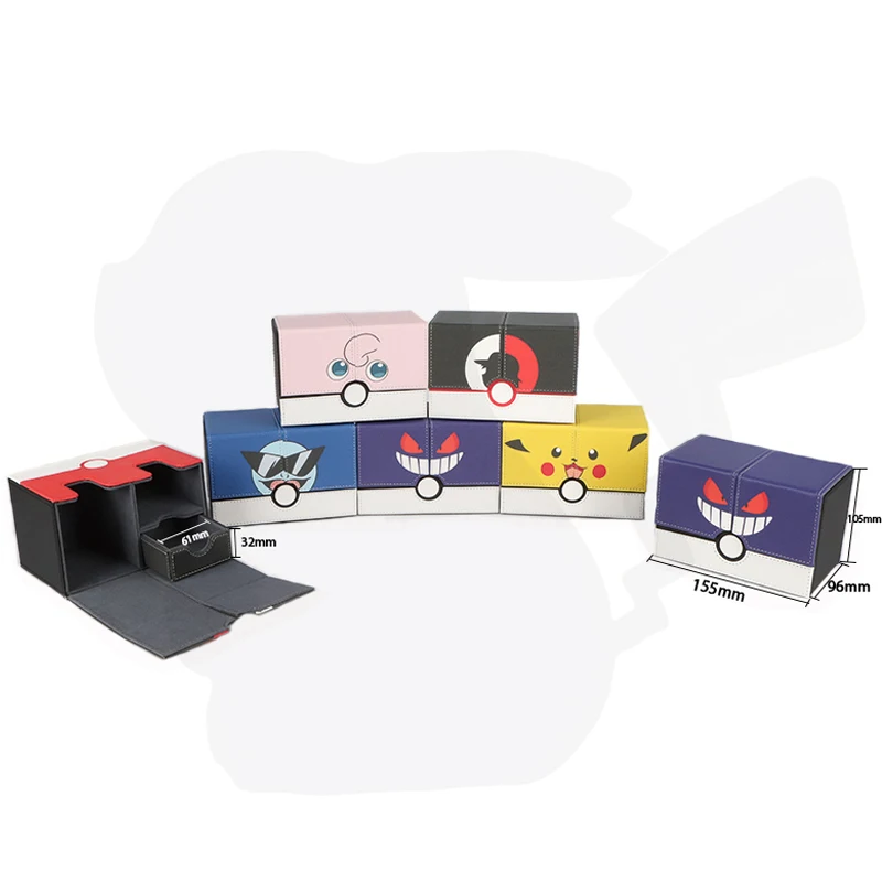 New Cartoon PTCG Gengar Squirtle Collection Board Game Card Storage Box High Capacity Card Box Can Store 200+ Cards Toy