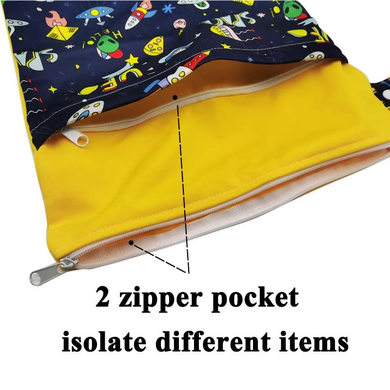 30*36cm Baby Diaper Nappy Wet Dry Bag With Two Zippered Pockets Waterproof Reusable Washable Portable Beach Pool Gym Storage Bag