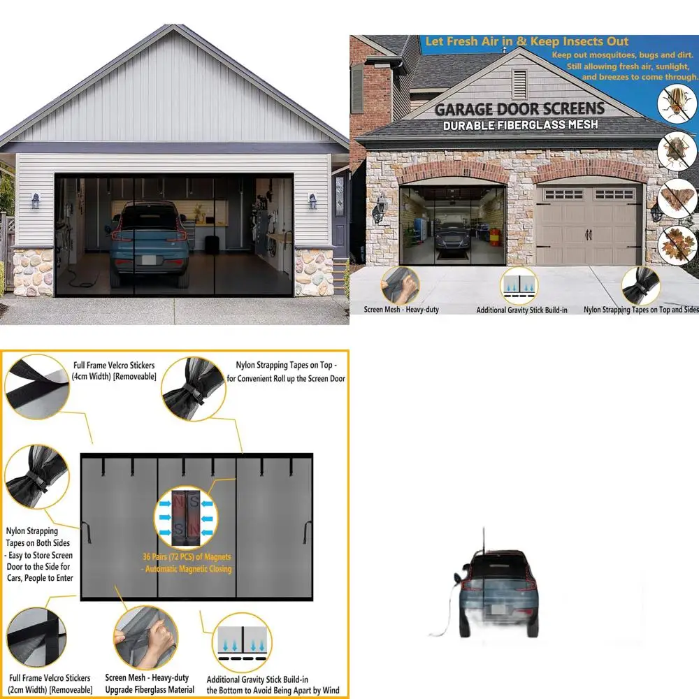 

Комплект сверхпрочной сетки из стекловолокна для гаража длиной 19x9 футов — магнитная застежка, блокатор ошибок, повышает конфиденциальность