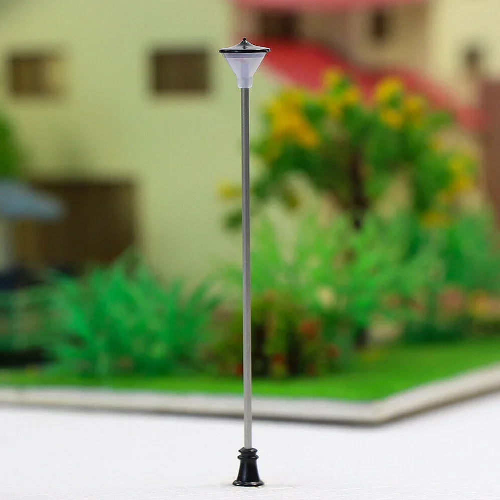 10 Uds. Modelo de tren ferroviario escala 1:100 postes de lámpara farola Led lámpara Artificial miniatura decoración edificio paisaje