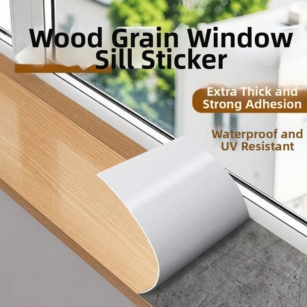 Thickened Wood Grain Window Sill Sticker Sun Protection Removable Waterproof Sticker Peel and Stick Decorative Wall Stickers