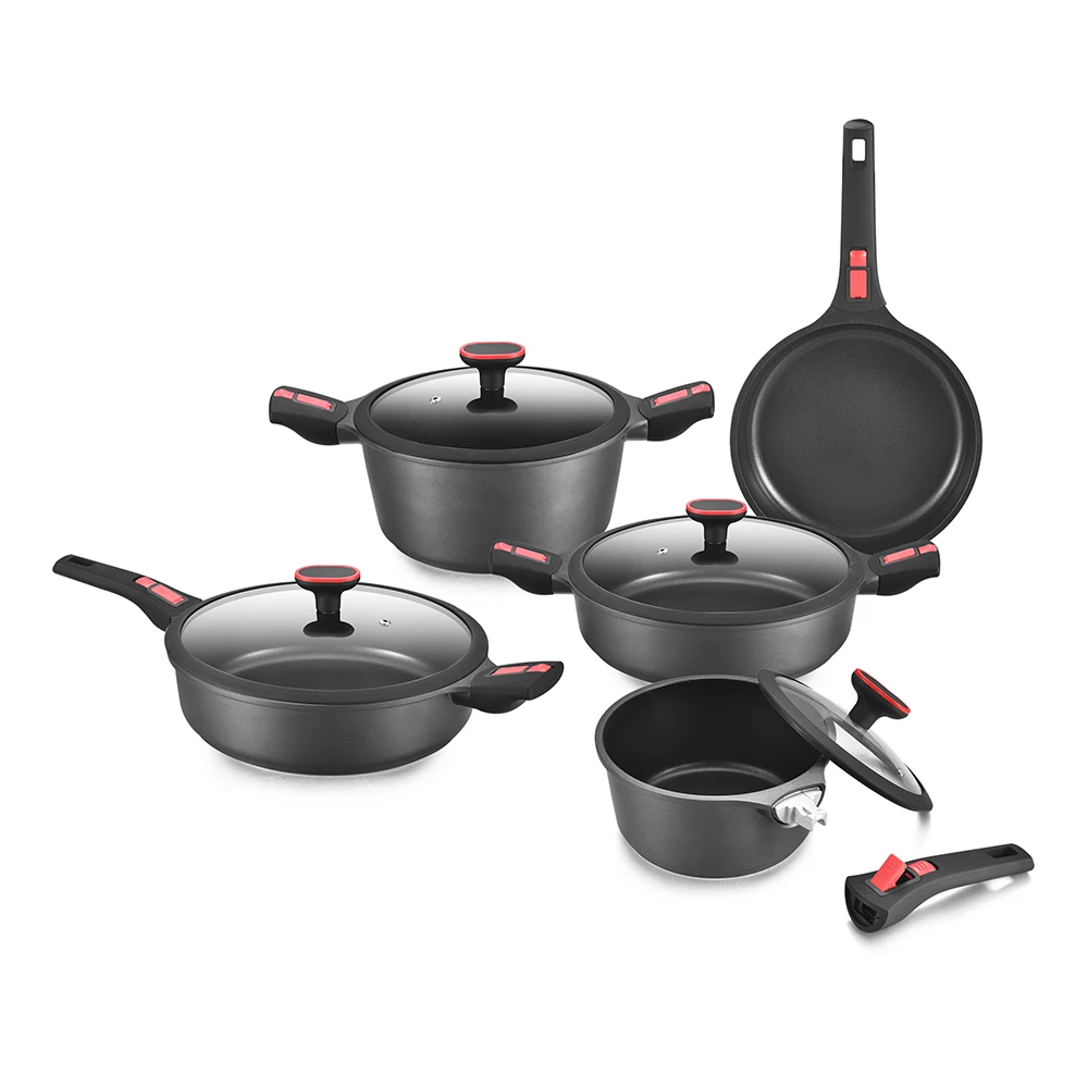 

Набор посуды Smartpan OEM из литого алюминия со съемной ручкой, сковороды и набор посуды для кастрюль