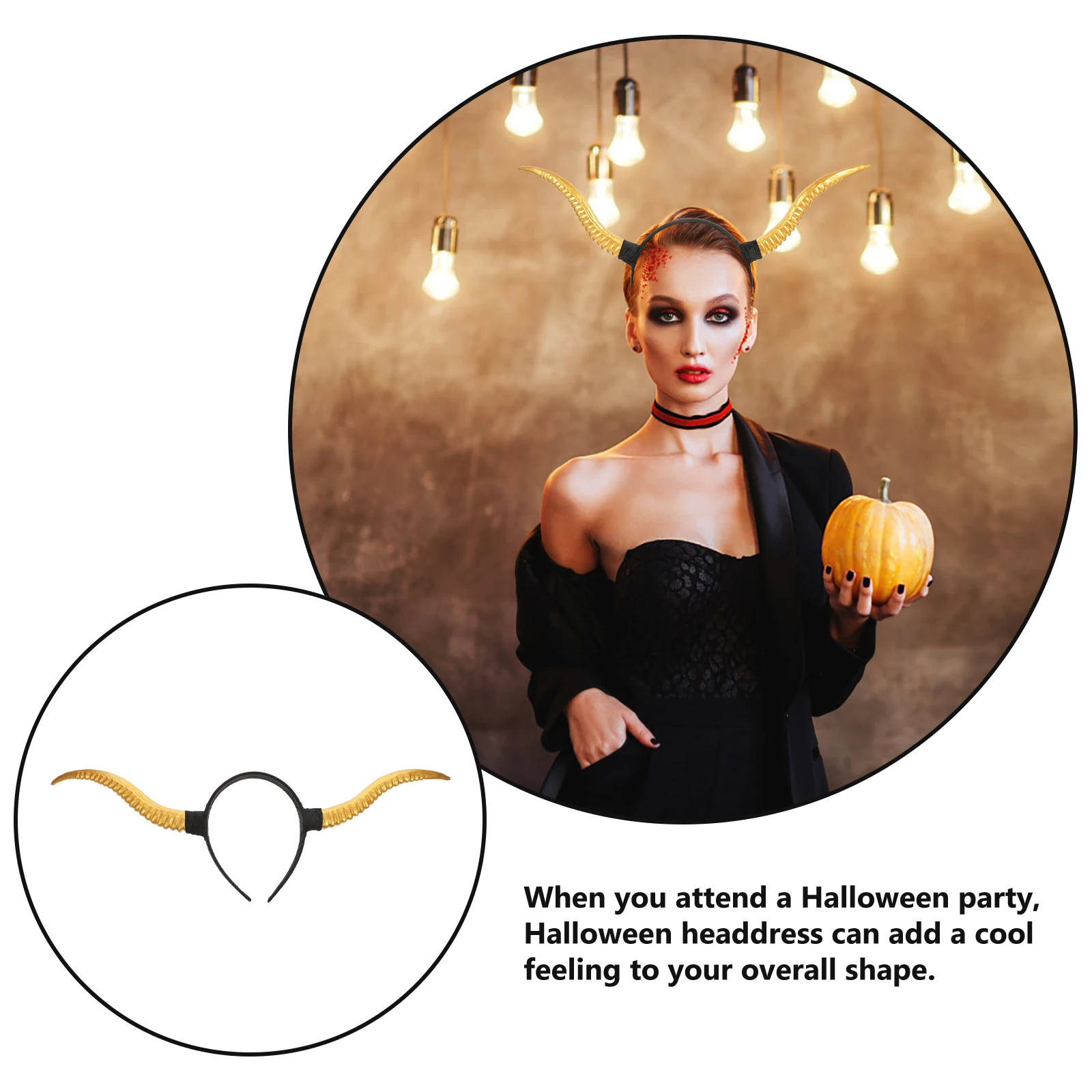 

Gothic Lightweight Comfortable Party Prop Gothic Band Animal Headband Fashion Hairband Diy Headdress Unique Decor Horn