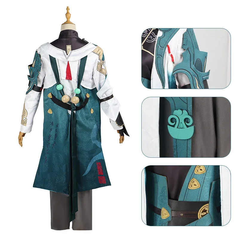 Costume Cosplay de Dan Heng Imbibitor Lunae pour Homme, Jeu d'Anime, Honkai Star Rail, Perruque, Boucles d'Oreilles, Chaussures, Bel Uniforme, Tenue