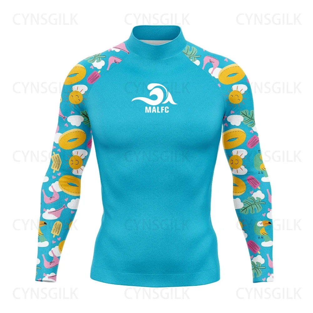 

Мужская одежда для серфинга MALFC, одежда для серфинга, купальник Rashguard, одежда для серфинга UPF 50, футболка с длинным рукавом для водного спорта, одежда для плавания и Сноркелинга