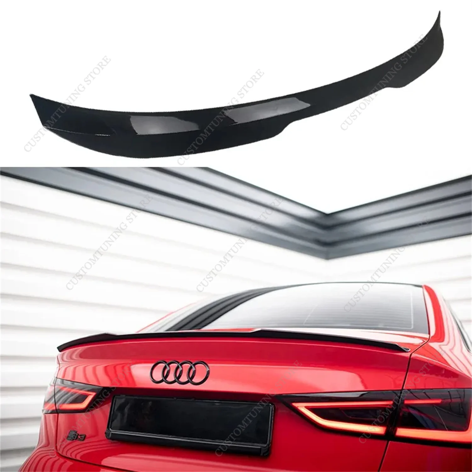 ماكستون نمط الخلفية سبويلر قبعات لأودي A3 / A3 S-Line / S3 / RS3 8V سيدان 2013-2019 الخلفي الجذع التمهيد الشفاه سبويلر الجناح تقليم
