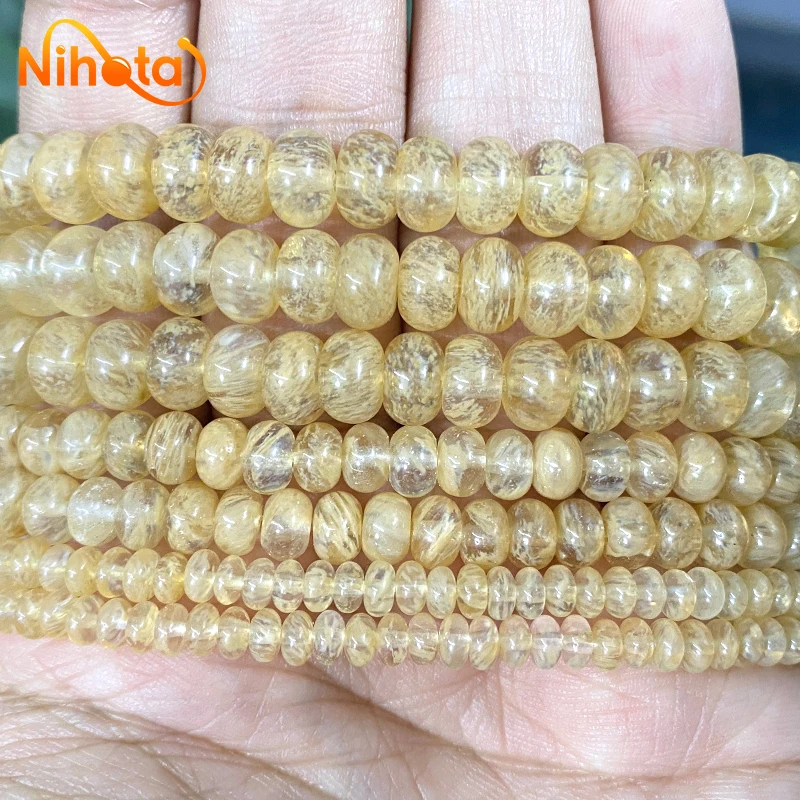 Natural Golden Citrines Quartz Rondelle Spacer Loose Beads 15\'\' Strand 4/6/8mm for DIY Bracelet Necklace Fashion Jewelry Making