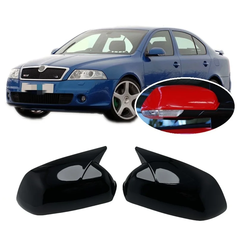 

Для Skoda Octavia 1Z3 1Z5 2004 2005 2006 2007 2008 глянцевый черный роговый стиль корпуса бокового зеркала наклейка