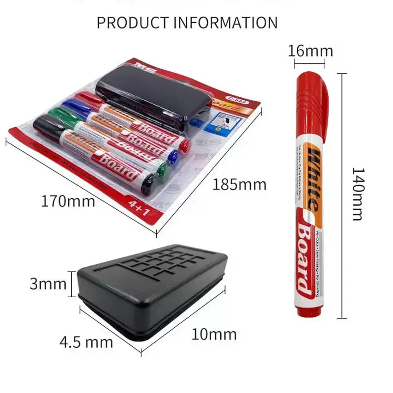 4 Stück farbig lösch barer Whiteboard-Markierung stift mit Whiteboard-Radiergummi-Wischer set Schullehrer ressourcen Home-Office-Schul material