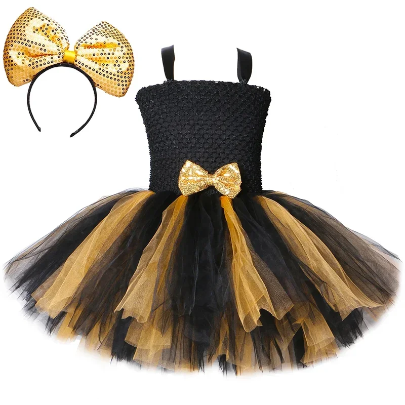 Black gold lol tutu dress girl kids Princess Tutu dresses for girls birthday party Carnival Halloween LOL dolls costume cosplay