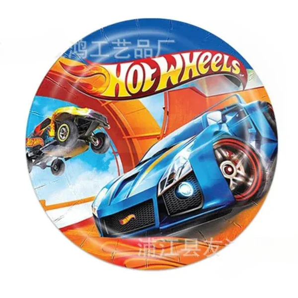 Hot Wheels Party Servies Leuke Cartoon Racewagens Themafeest Versieren Plaat Cup Tafelkleed Jongen Verjaardagsfeestje Benodigdheden