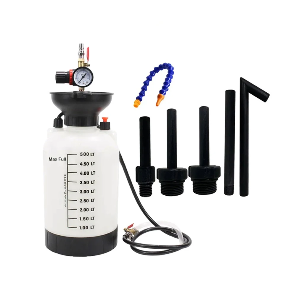 Podofo 5L Ölpumpen-Abzieher mit Adaptern, Pneumatischer Füller, Automobil-Getriebefüller, Flüssigkeitsabzieher für Getriebepumpe