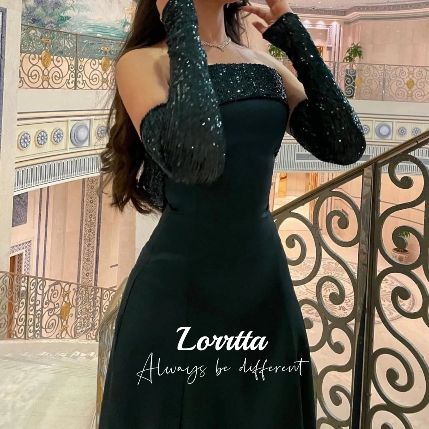 Lorrtta feminino elegante luxo cetim elegante vestidos de festa para mulher a linha lantejoulas vestidos de ocasião formal graça personalizado