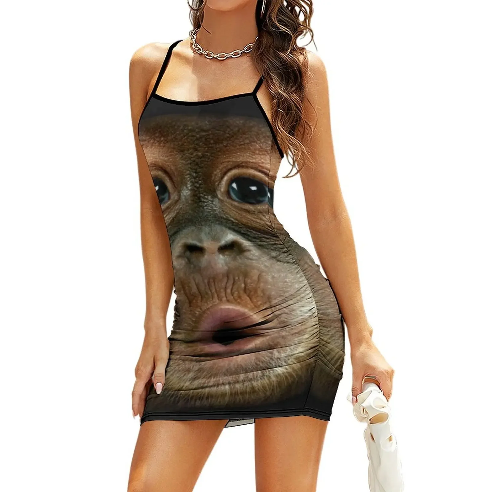 

Funny Chimpanzee face Sling Dress Dress for girls Clothing Summer dresses for women Dress women