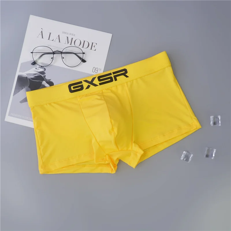 New GXSR Fashion Brand Men's Flat Corner Pants Comfortable and Breathable Milk Silk Low Waist Youth Flat Corner Pants