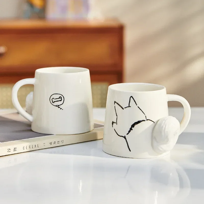 Japanese-style Cartoon Creative Three-dimensional Ceramics Cute and Adorable Cat Rabbit Dog Breakfast Milk and Coffee Cups