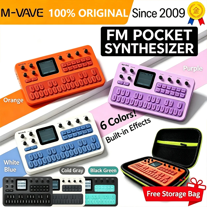 M VAVE FM1 Synthesizer Keyboard Musical Modular MIDI Portable Mini Effect Built-in Speaker 128 Preset Sounds Pedal 6 Effects NEW