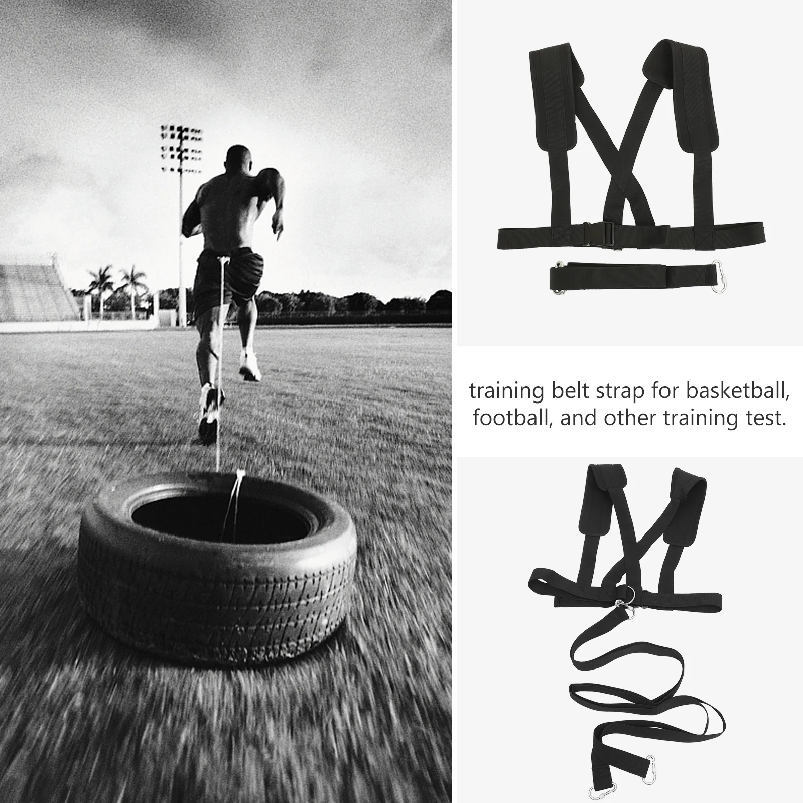 

Portable Resistance Bands Training Belt 1500kg Bearing Weight Black Running Support Ideal for Sports Teams Basketball Football