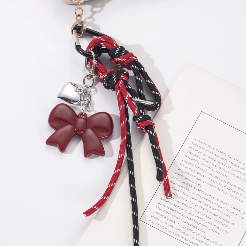 Maillard Braid Rope Pendant Exquisite Cute Leather Pendant Charm With Mini Bow Bag Women Luxury Bag Key Chain Mobile Phone Decor