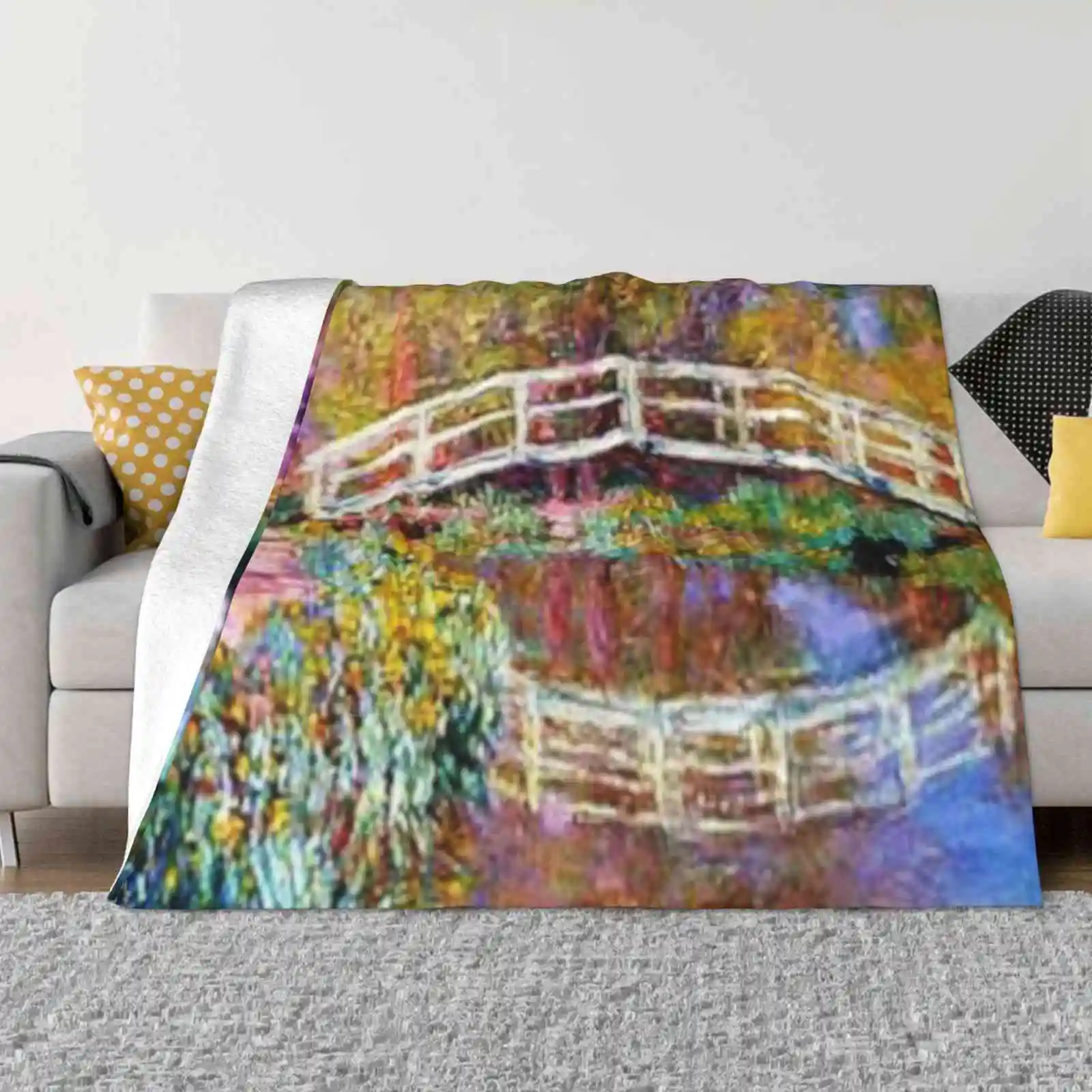 Claude-The Japanese Bridge | Water Lily Garden Hot Sale Printing High Qiality Warm Flannel Blanket Claude The Japanese Bridge