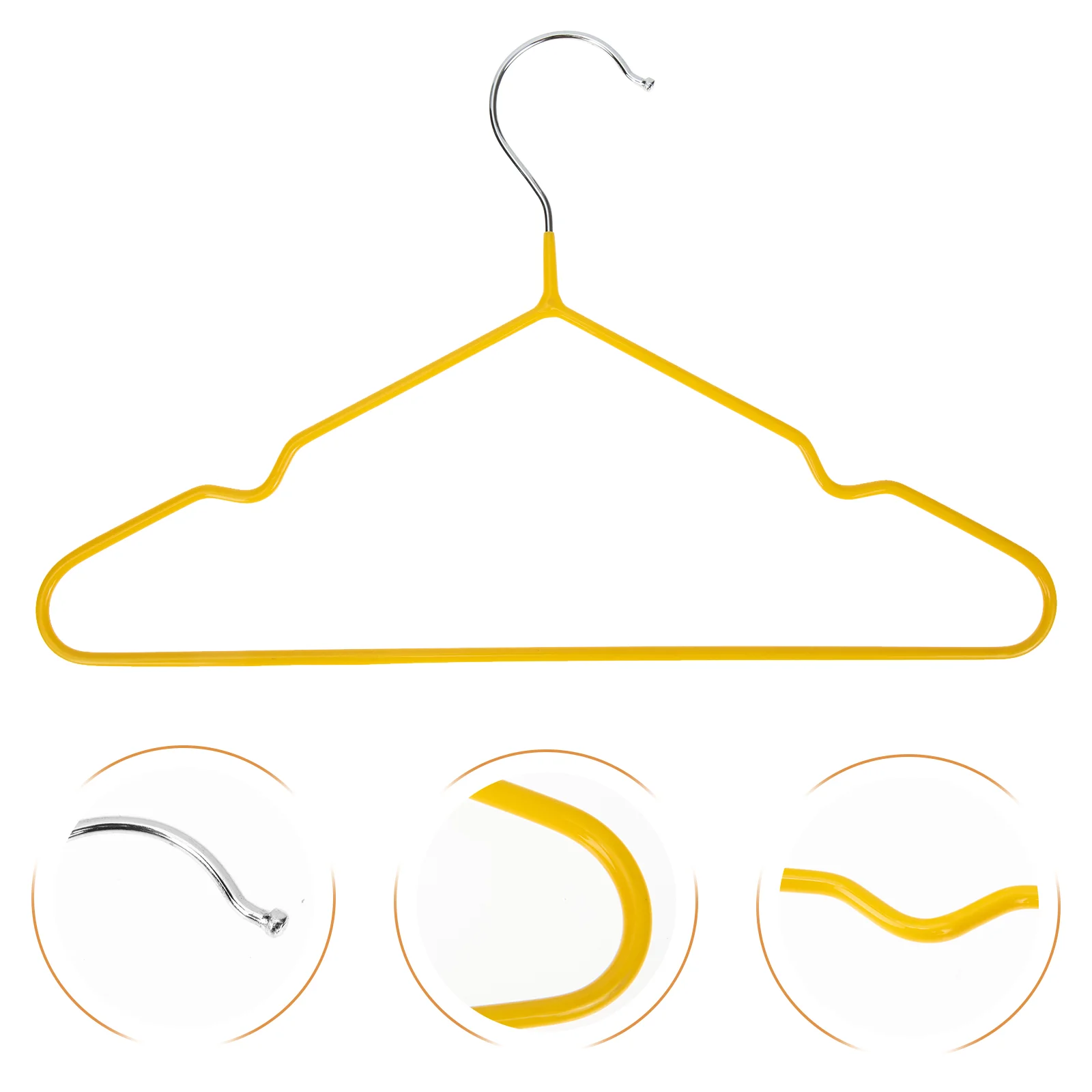 

10 Pcs Yellow Non Children Baby Clothes Hangers PVC Coated Stainless Steel Kids Coat Hangers For Closet ganization Safe