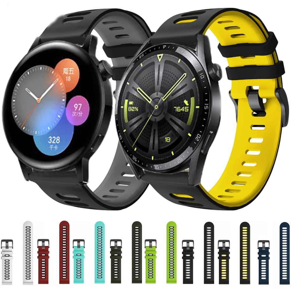 

Double Color Silicone Strap For Huawei Watch GT Runner GT 3 2 46MM 42MM Quick Release Bracelets For Honor Magic/GS Pro 3 Correa