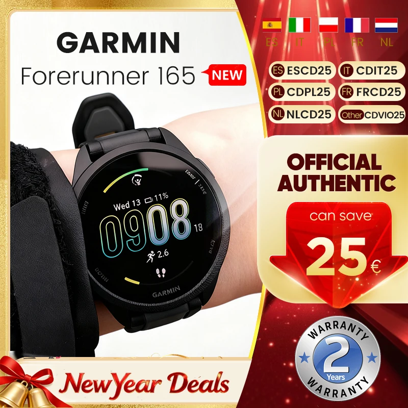 GARMIN Forerunner 165 montre intelligente 43 mm en cours d'exécution 1.2 pouces AMOLED écran tactile 25 + données de santé sportive version GPS