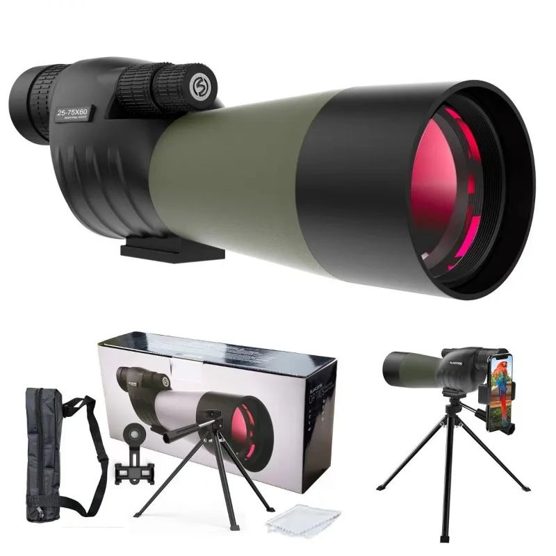 

Single telescope birdwatching mirror 25-75X60 stepless variable magnification high power night vision non-infrared photography