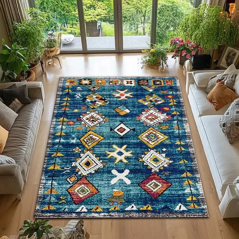 Persian Vintage Style Carpet Living Room Decorative Bedroom Moroccan Leisure Carpet Floor Mat Bedside Rugs Floor Mats