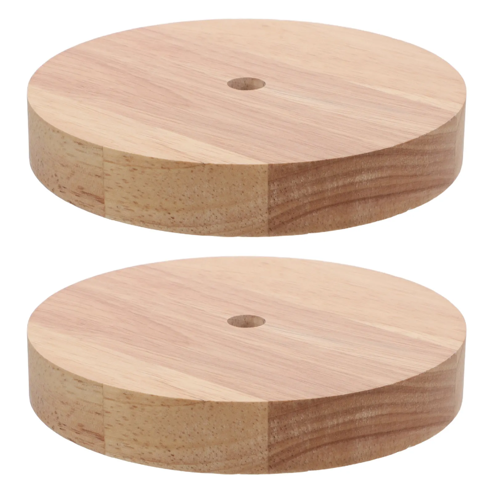 2Pcs Solid Wood Lamp Base Rustic Round Table Stand E27 E14 Holder for Bedroom Living Room Office DIY Lighting Projects