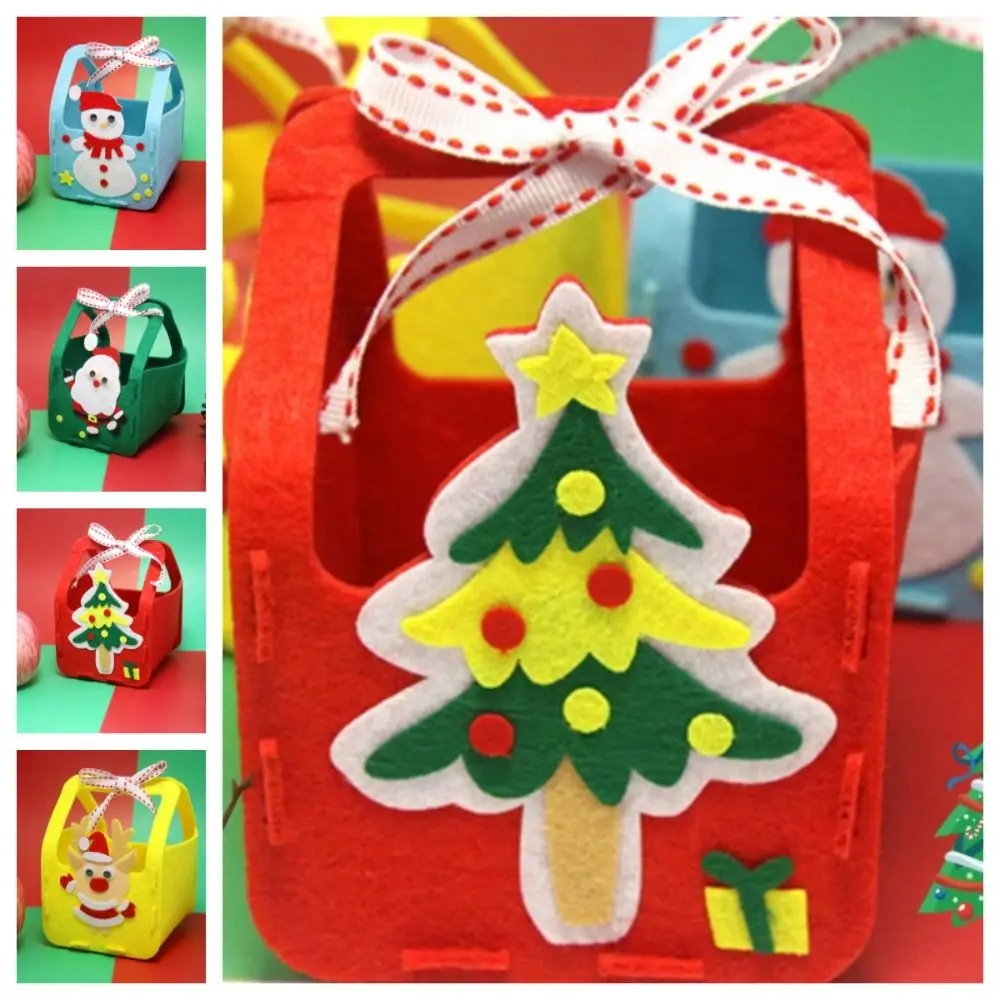 House Decoracion DIY Xmas Candy Bag Non-woven Fabric Christmas Tree Portable Elk Handbag Snowman Father Christmas