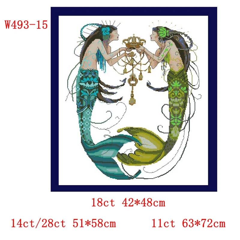 Cross Stitch Kit Bead Edition Fairy Two-Tone Mermaid 28ct 18ct 14ct 11ct can be Customized Printed Cloth hand Embroidery Materia