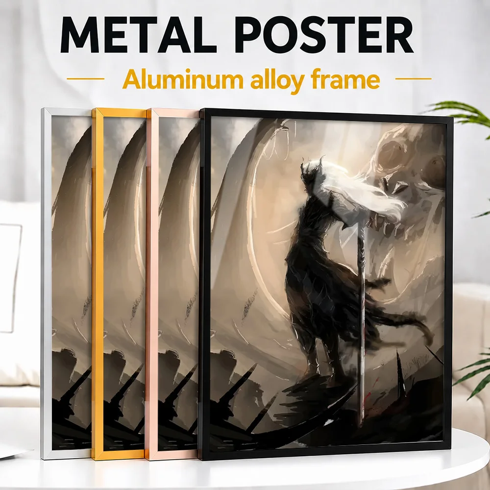 Shadow Slave Warrior Framed Aluminum Metal Poster Customized Photo Dramatic Quest Style Wall Art For Study Ideal Birthday Gift
