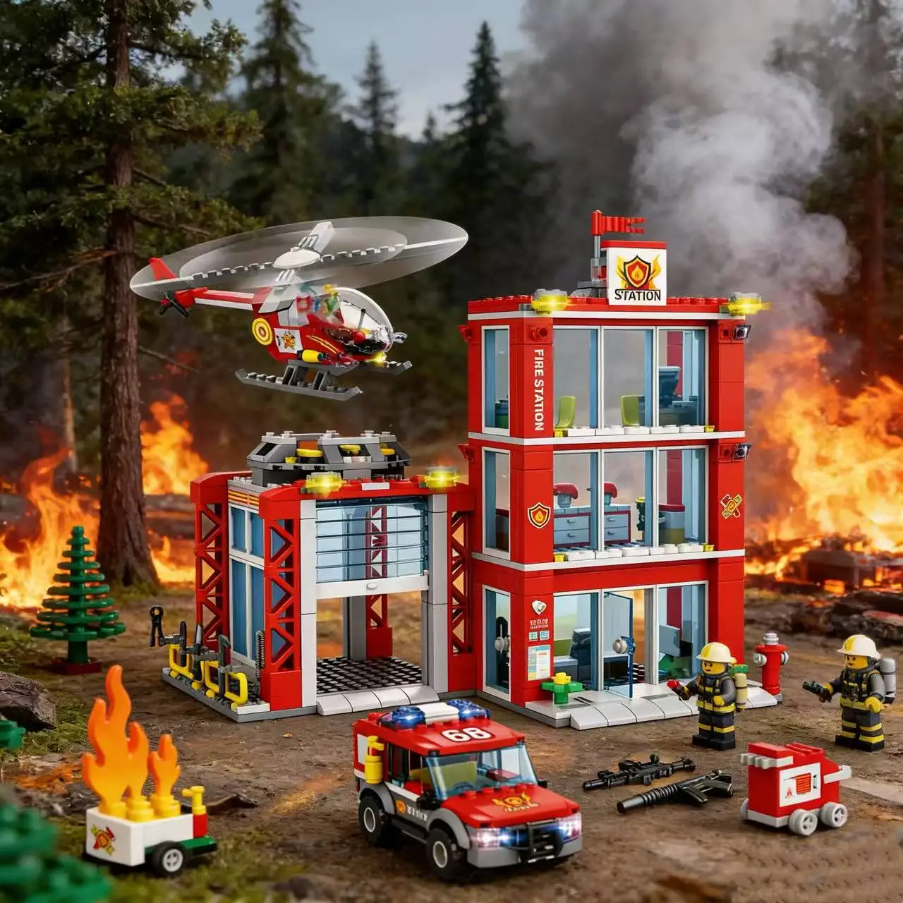 

Новая модель 2026 года: конструктор «Пожарная машина/вертолет городского пожарного департамента», игрушка для детей, подарок на день рождения и Новый год