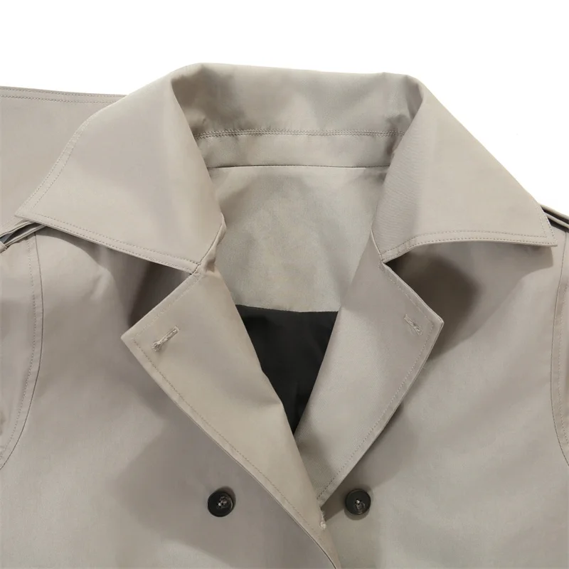 Women's windbreaker New autumn 2025 double breasted slim fit lapel long sleeved top Belt decoration women's jacket Women's coat