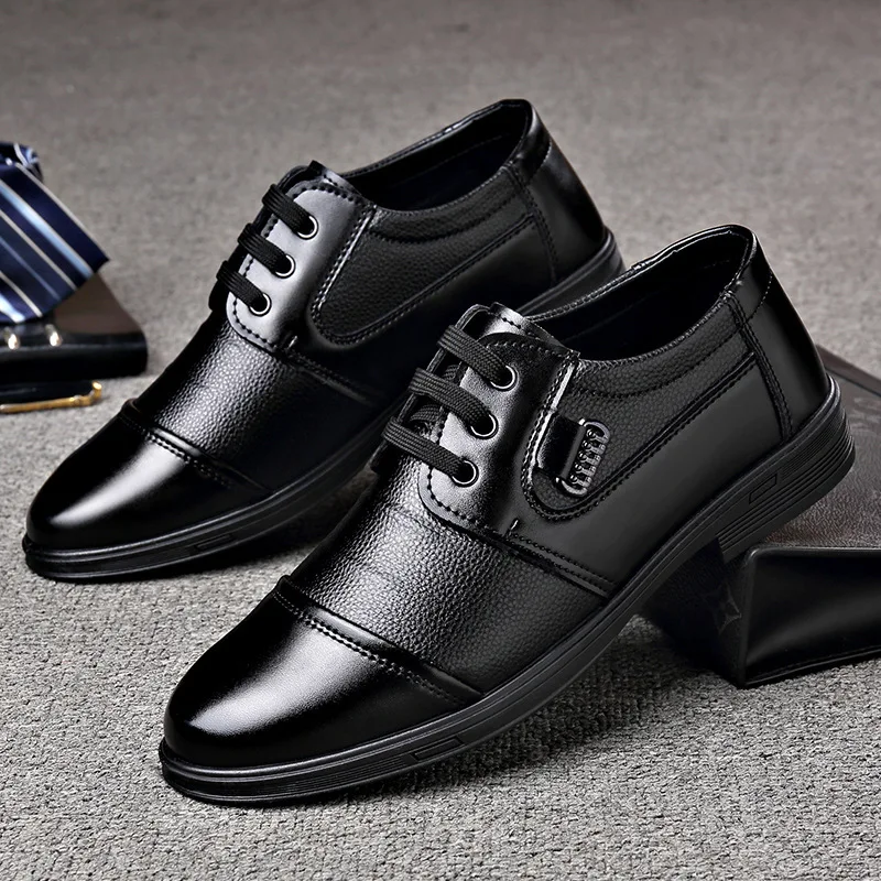 

Men's leather shoes, formal dress shoes, casual shoes with laces, business leather shoes, round-toe stitched shoes