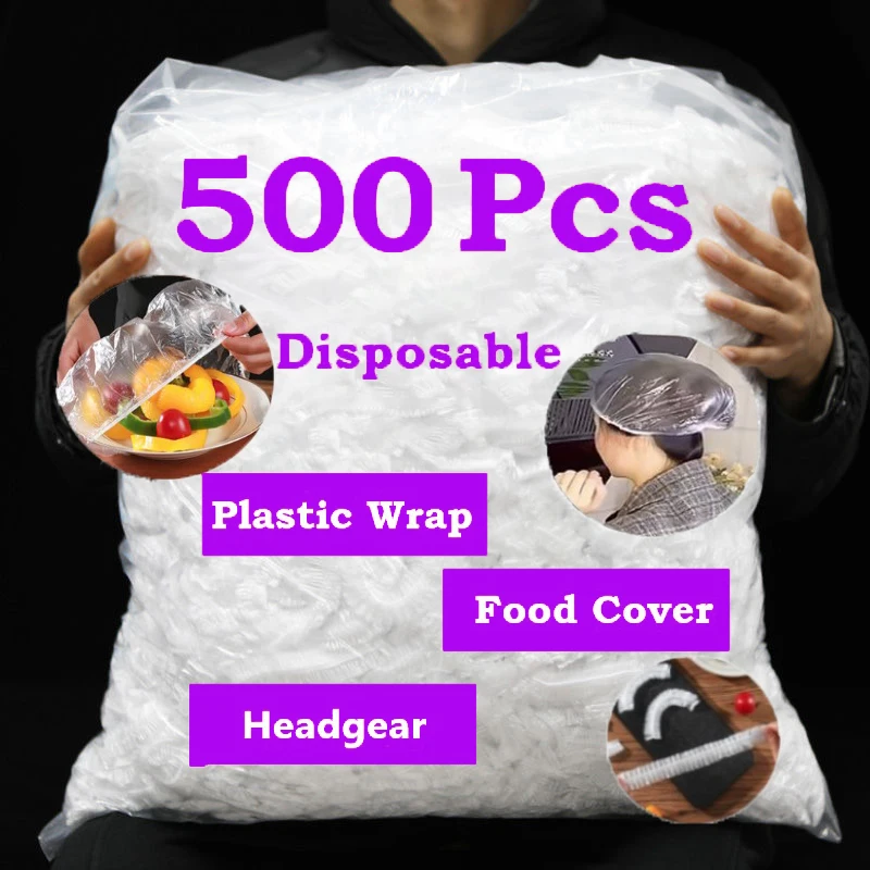 

Disposable Food Cover Bags Food Film Bag Elastic Plastic Wrap Covers Shower Hair Caps Fruit Bowl Dish Cover Kitchen Accessories