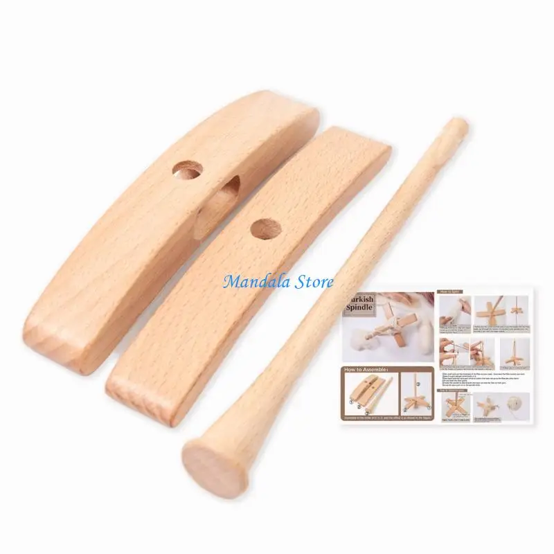 U2JC Drop Spindle Weaving Spinner Wheel Crosses-Shaped Wooden Turkish Spindle - view 3