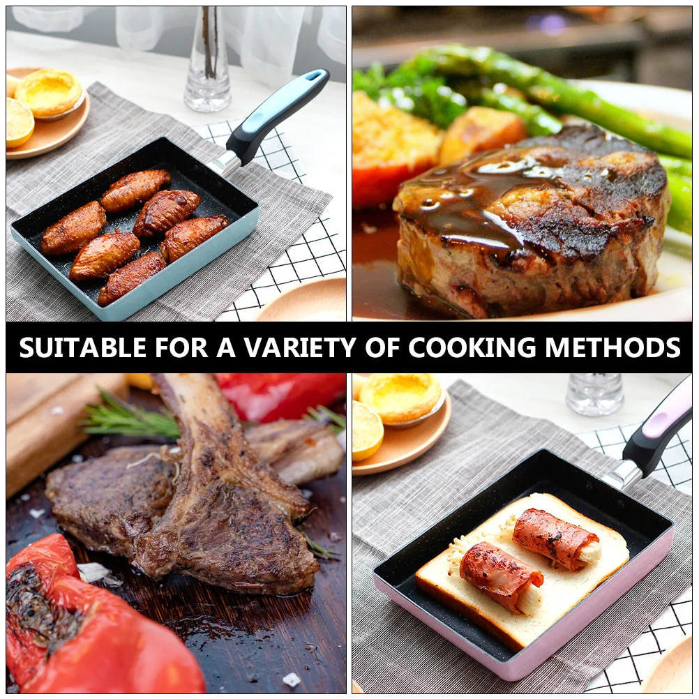 

1pc Non Stick Square Frying Pan 20Cm Tamagoyaki Omelette Cookware Handle Portable For Camping Grilling Burgers