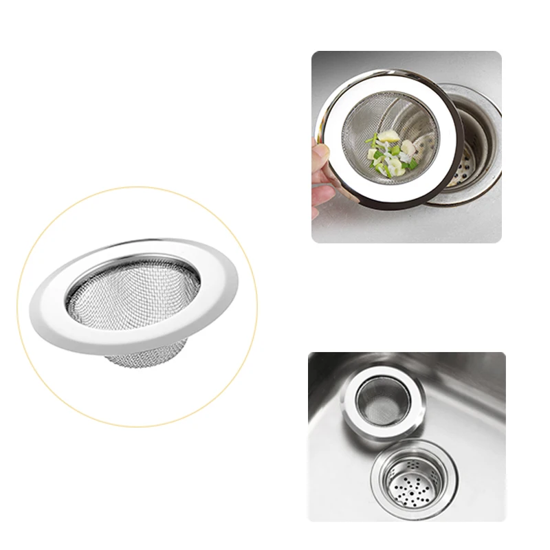 Stainless Steel Sink Strainer Kitchen Anti-clogging Mesh Drain Bathroom Floor Filter Stopper Food Catcher Cover Reusable Screen