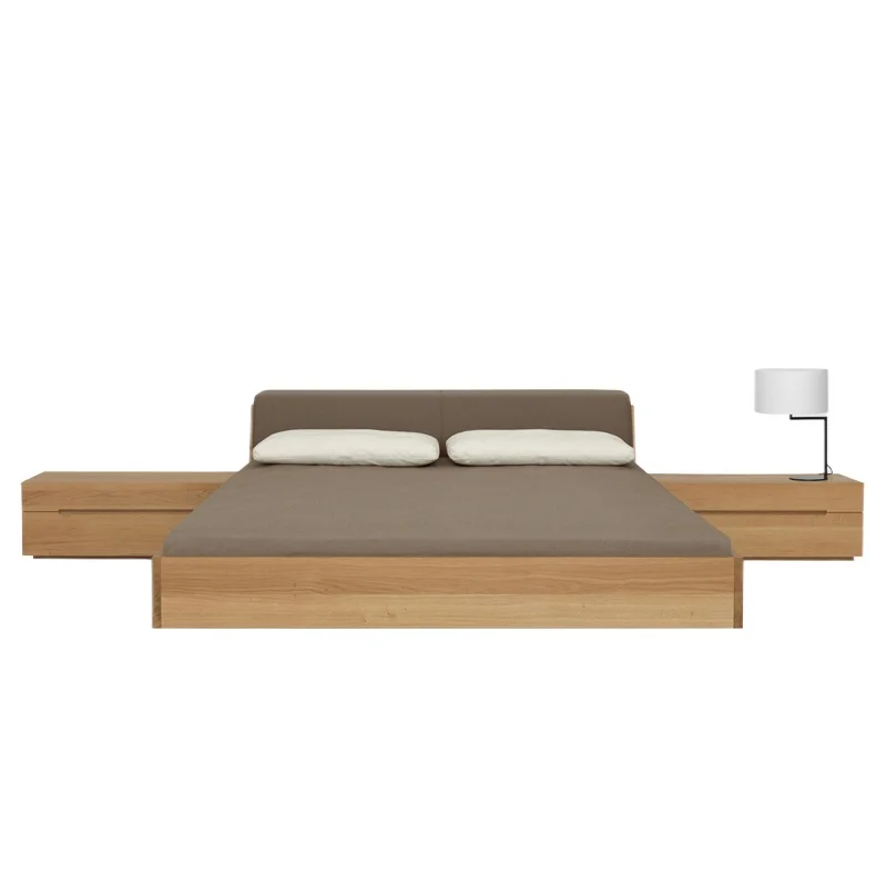 

Nordic style black walnut full solid wood bedbedroom modern minimalist furniture double bed Japanese log oak bed