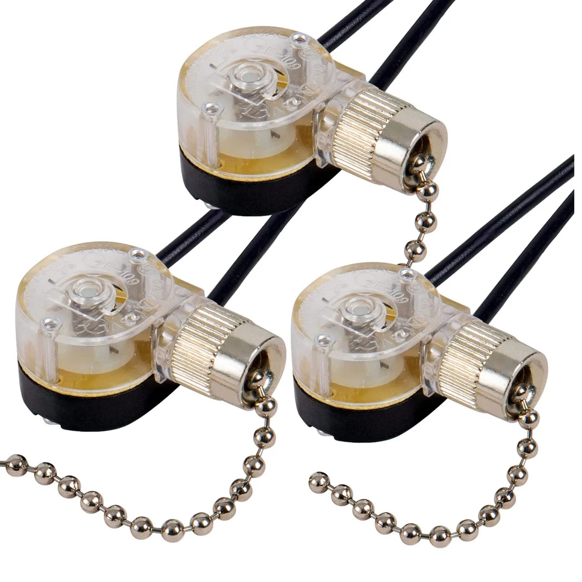 3Pack Ceiling Fan Light Switch ZE-109 Fan Switch Ceiling Pull Chain Switch Replacement (Nickel)