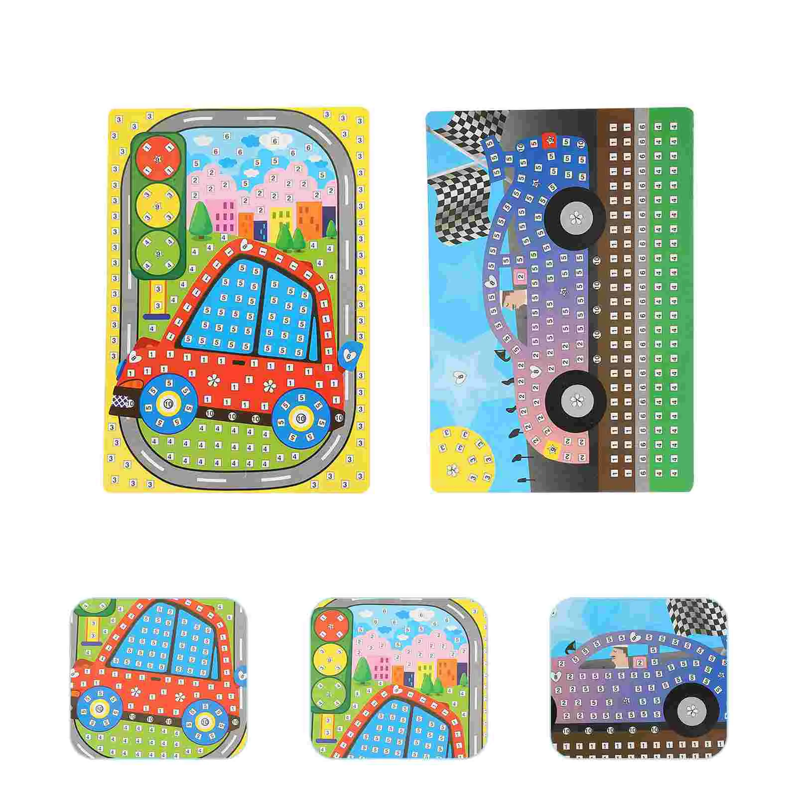 2 Sets DIY Mosaic Stickers Kids Mosaics Funny Sticky Pictures Puzzle Toy Toys Childrens Jigsaw Cartoon Eva Plaything