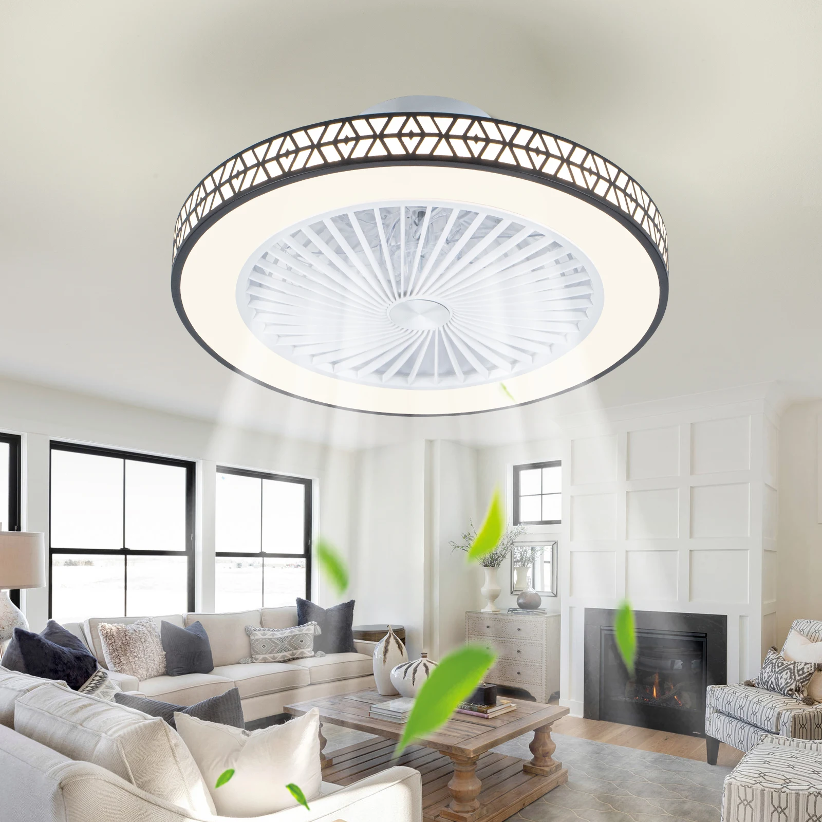50CM Modern Fan Light (Reversible 6 Speed Settings,3 Color LED Light, Work Quiet, 1/2/4h Timer, Light Memory, ABS Fan Blades) Promotes a Year Air Circulation. Multifunctional Ceiling Fan for Bedrooms, Kitchens,Living Rooms.